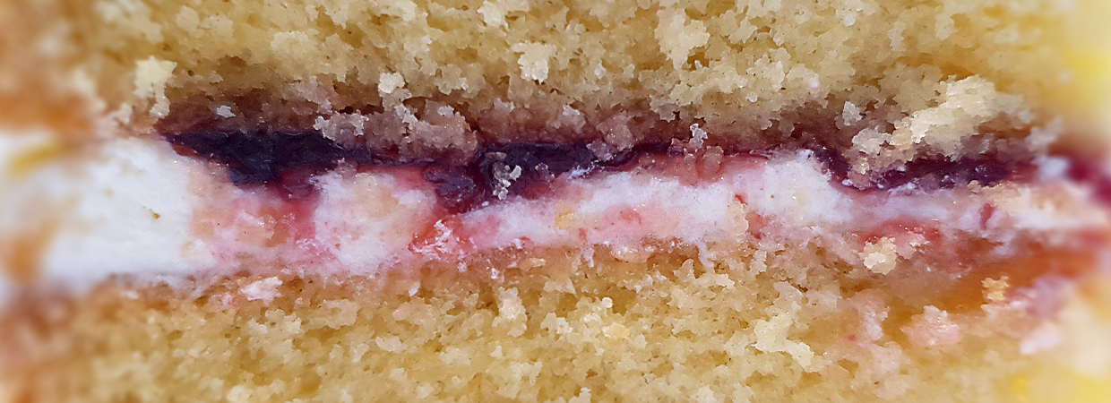 Close up of Victoria sponge cake